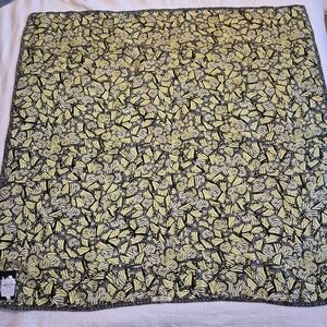 Pineda Covalin green & black Monarch square 100% silk scarf, 34 1/2" X 35" NWT